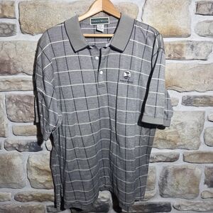 Pebble Beach 1919 Golf Polo Shirt Mens XL Gray Grid Mercerized Cotton Lisle USA